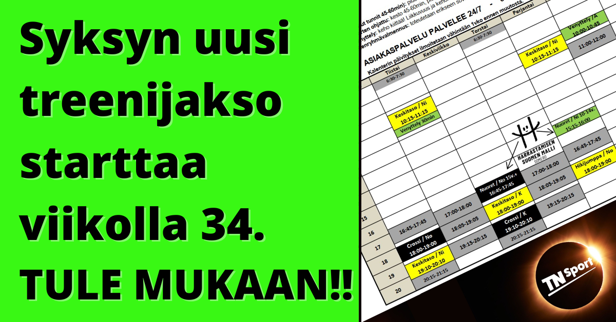 Aloita syksyn treenit TNSportilla!